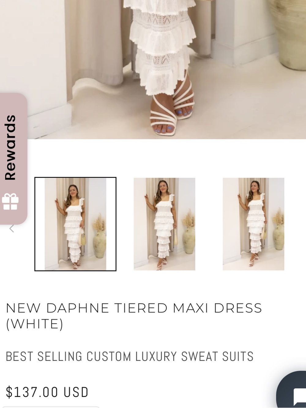 Tiered Maxi Dress in White - Picture 2 of 6